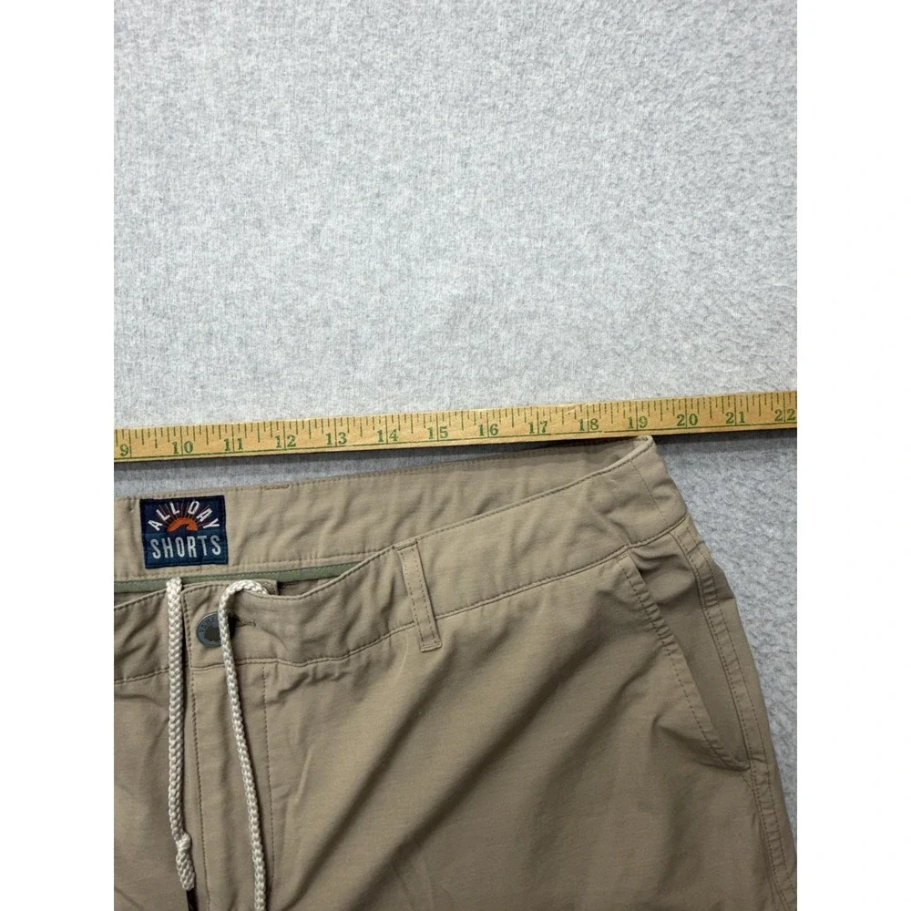 Faherty All Day Shorts Mens 40 Beige Chino 9 Inseam Drawstring Stretch Casual